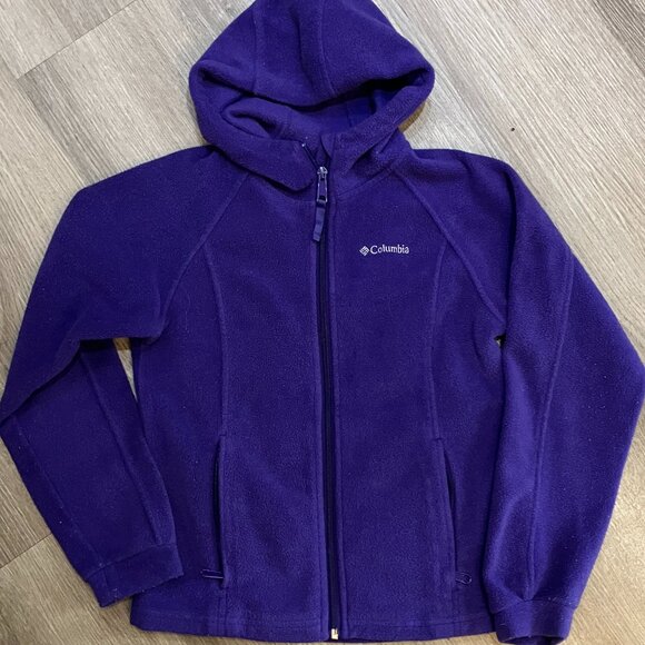10/12 Columbia Girls Hooded Fleece Jacket - Picture 1 of 4